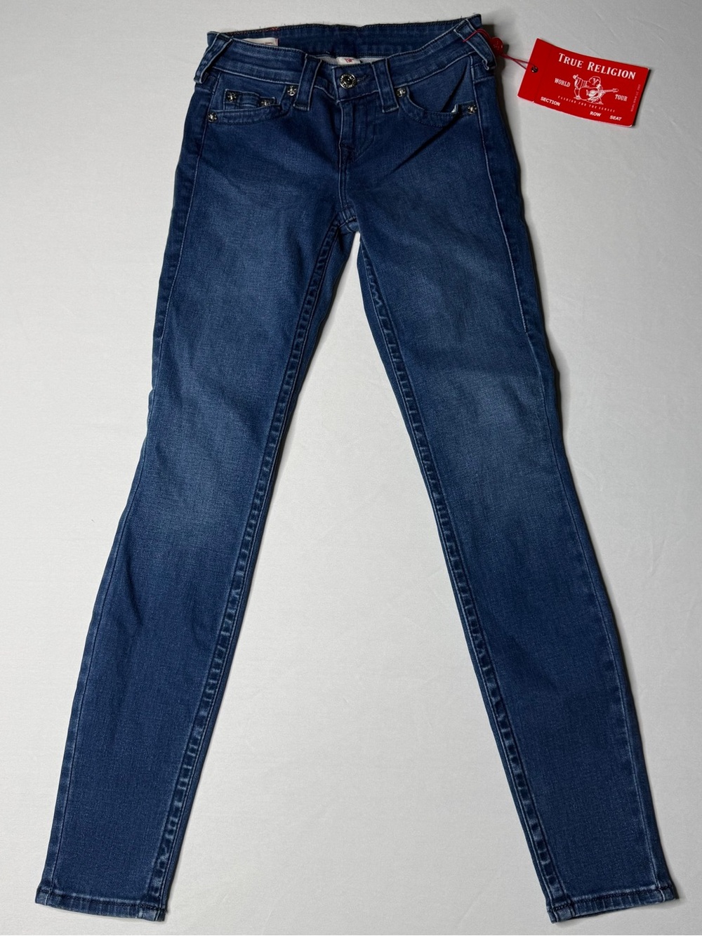 TRUE RELIGION Halle Dark Wash Mid Rise Super Skinny Denim Jeans Women’s Size 24